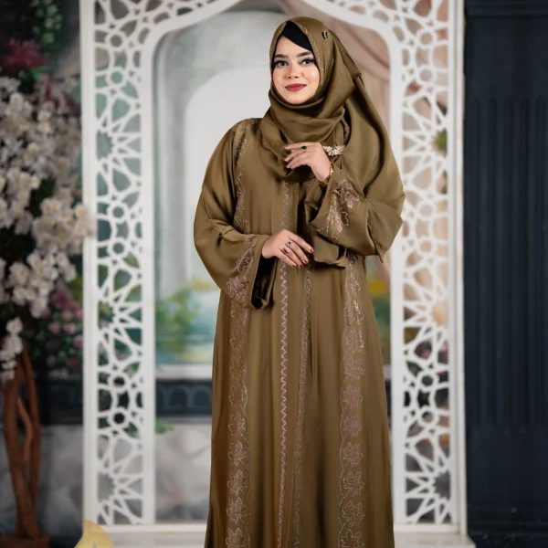 Afra 4-Part Attest Koti Party Borka Olive Colour
