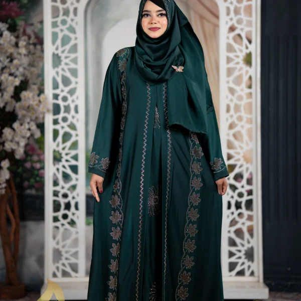 Afra 4-Part Attest Koti Party Borka See Green Colour