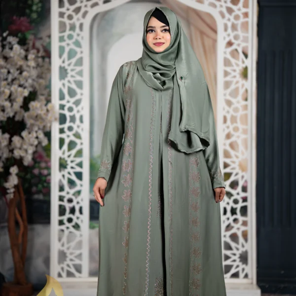 Afra 4-Part Attest Koti Party Borka Sky Blue Colour