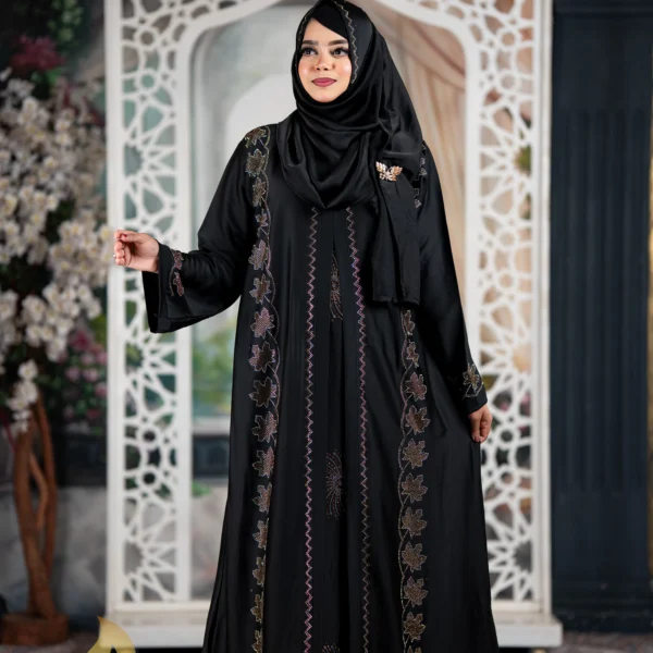 Afra 4-Part Attest Koti Party Borka Black Colour