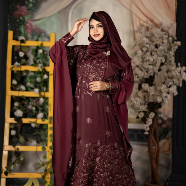 Luxury Jafran 𝗙𝗮𝗯𝗿𝗶𝗰𝘀 Embroidery Abaya Light Kolija Colour