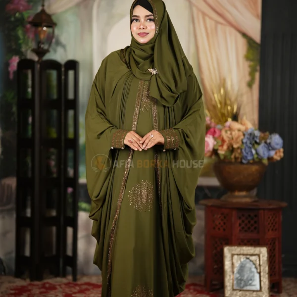 Luxary Koti Abaya 2025 Olive Colour