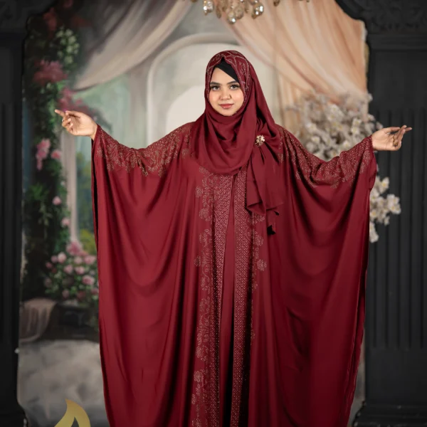 Ramisa Attest Koti Abaya Maroon Colour