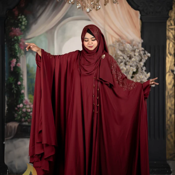 💕Luxury Pocket Sleeves Koti Abaya💕Maroon
