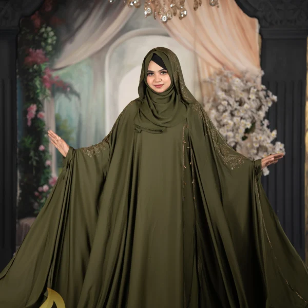 💕Luxury Pocket Sleeves Koti Abaya💕Olive