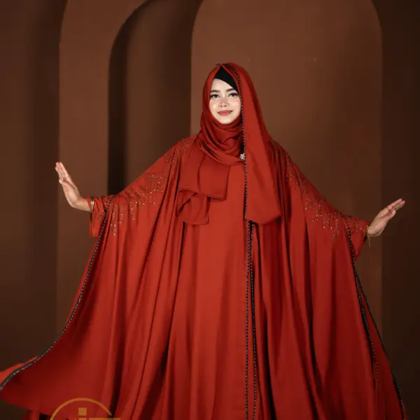 💕Luxury Pocket Sleeves Koti Abaya Version 2💕Brick Red Color