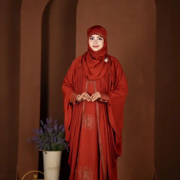 Luxary Koti Abaya 2025 Brick Red Colour