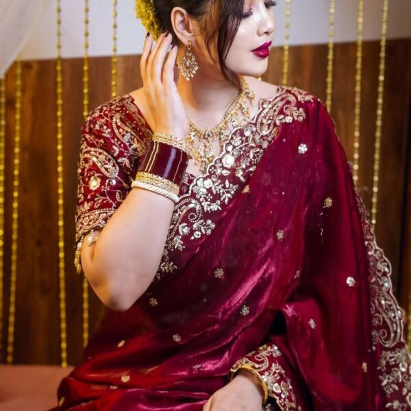 💕MADHURI SAREE💕 Maroon Colour
