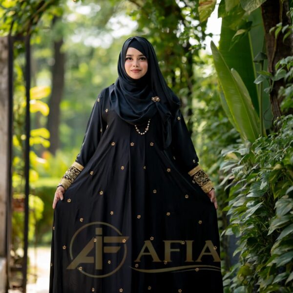 নূর-এ-লাক্সারি দুবাই আবায়া সেট (Rich Black)