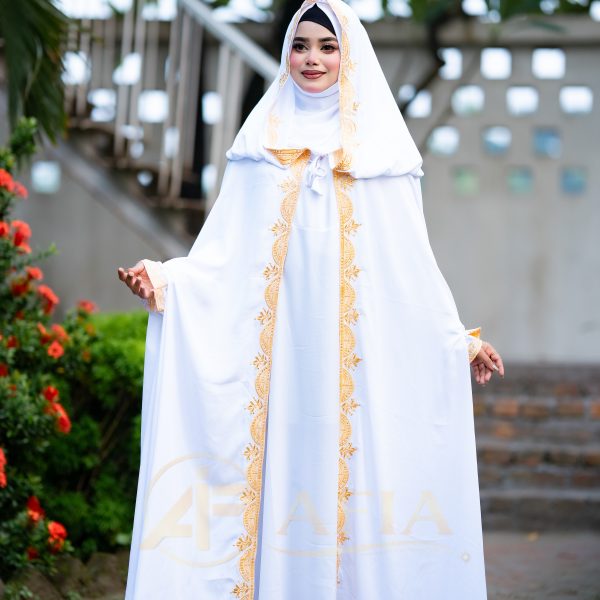 Noor-E-Jannat Gold Embroidered Abaya -White